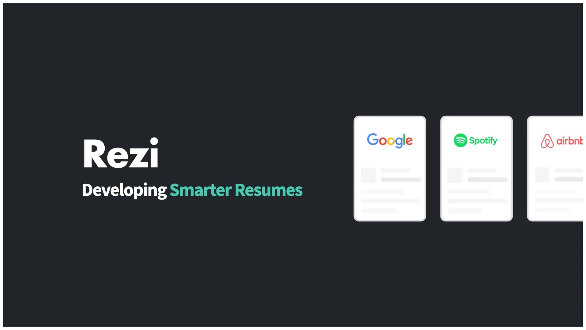 Rezi — Rezi Seed Pitch Deck cover slide