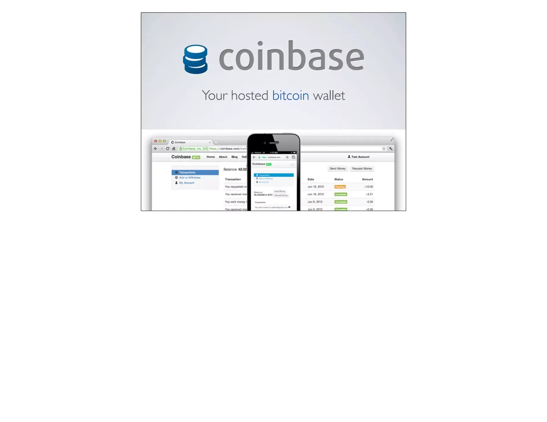 Coinbase — Coinbase Seed Round Pitch Deck cover slide