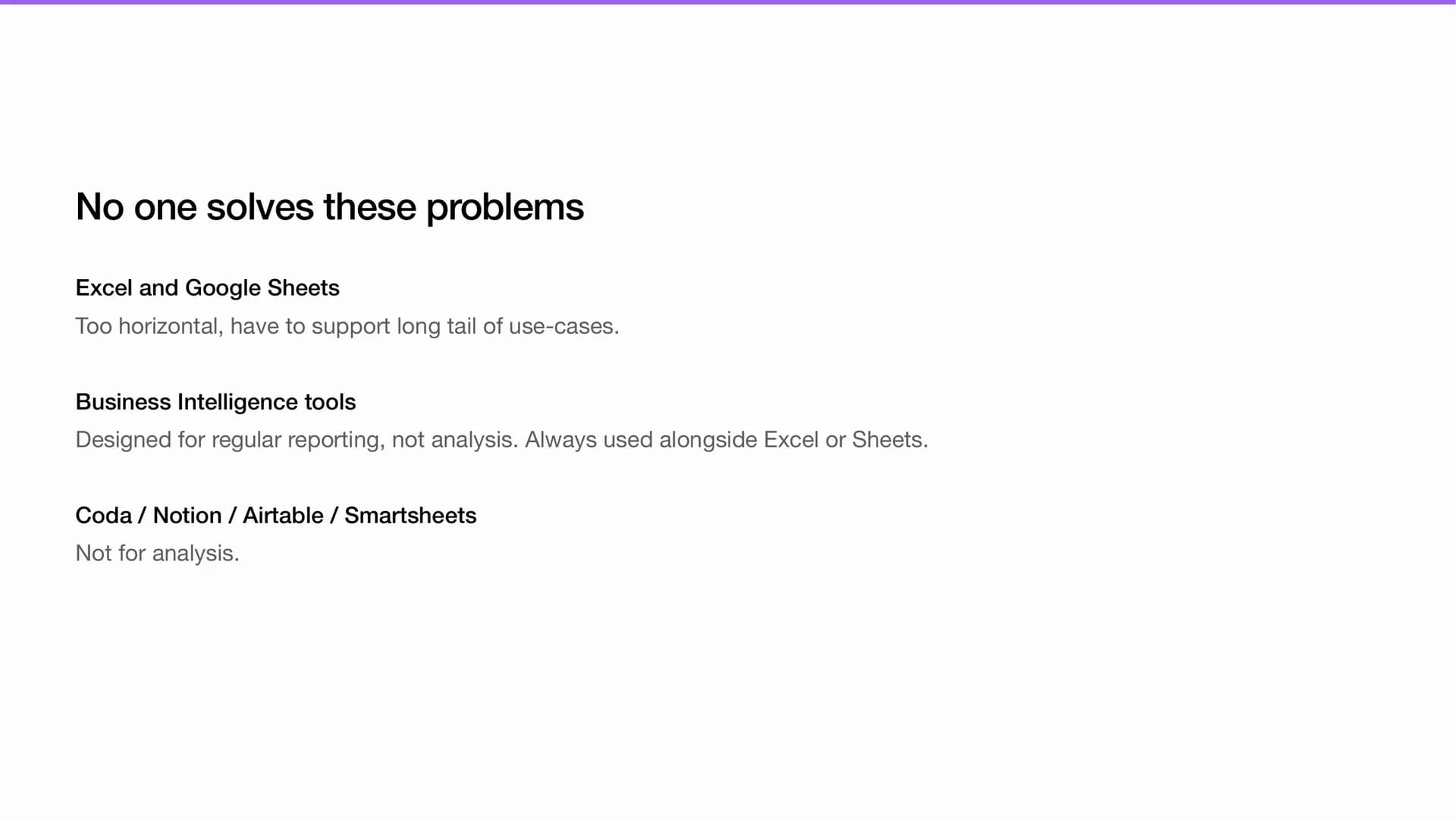 No existing tool solves these problems slide
