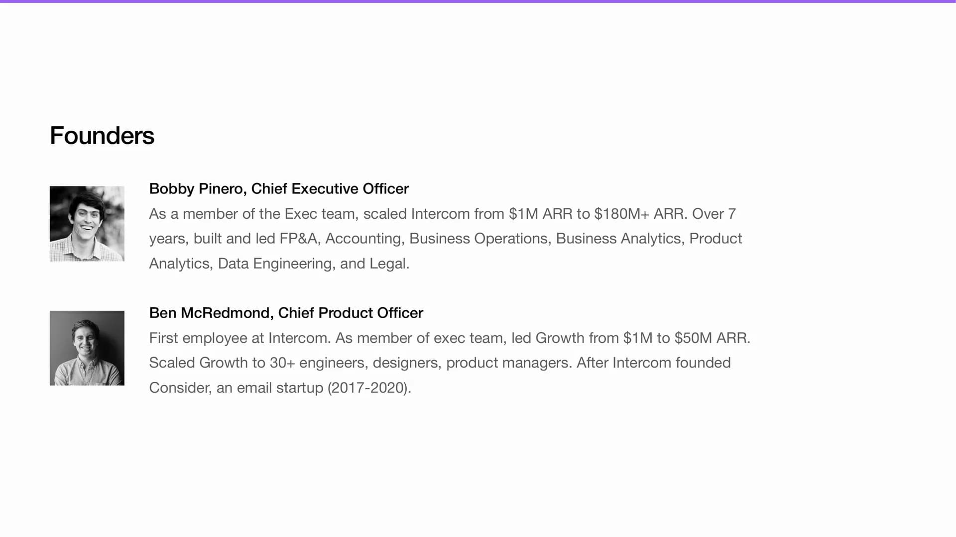 Founders - Bobby Pinero and Ben McRedmond slide