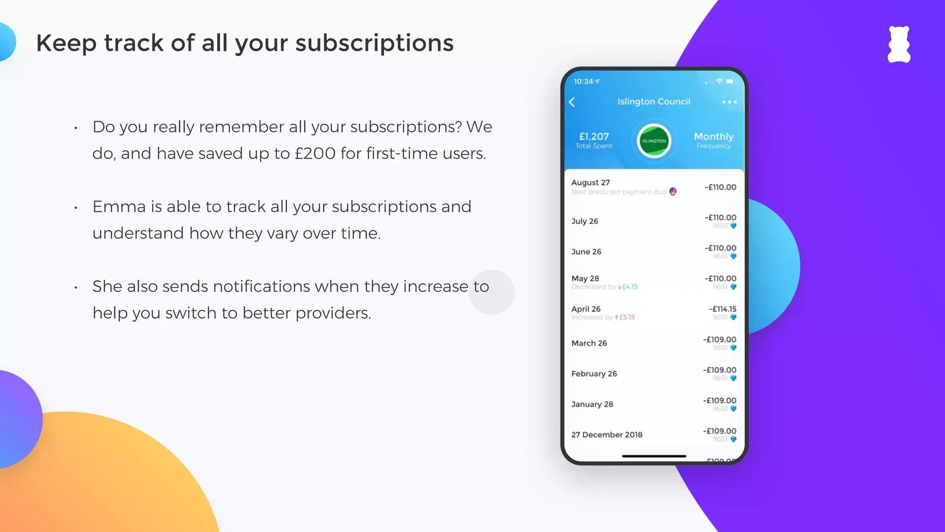 Slide 6: Keep track of all your subscriptions