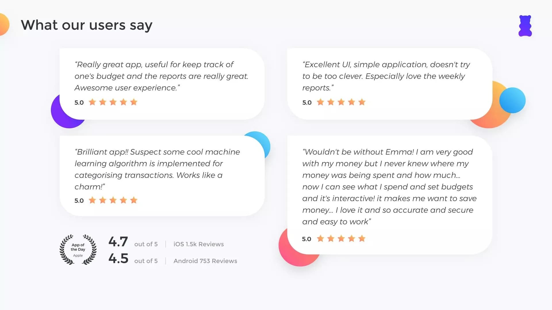 App store ratings and user reviews slide