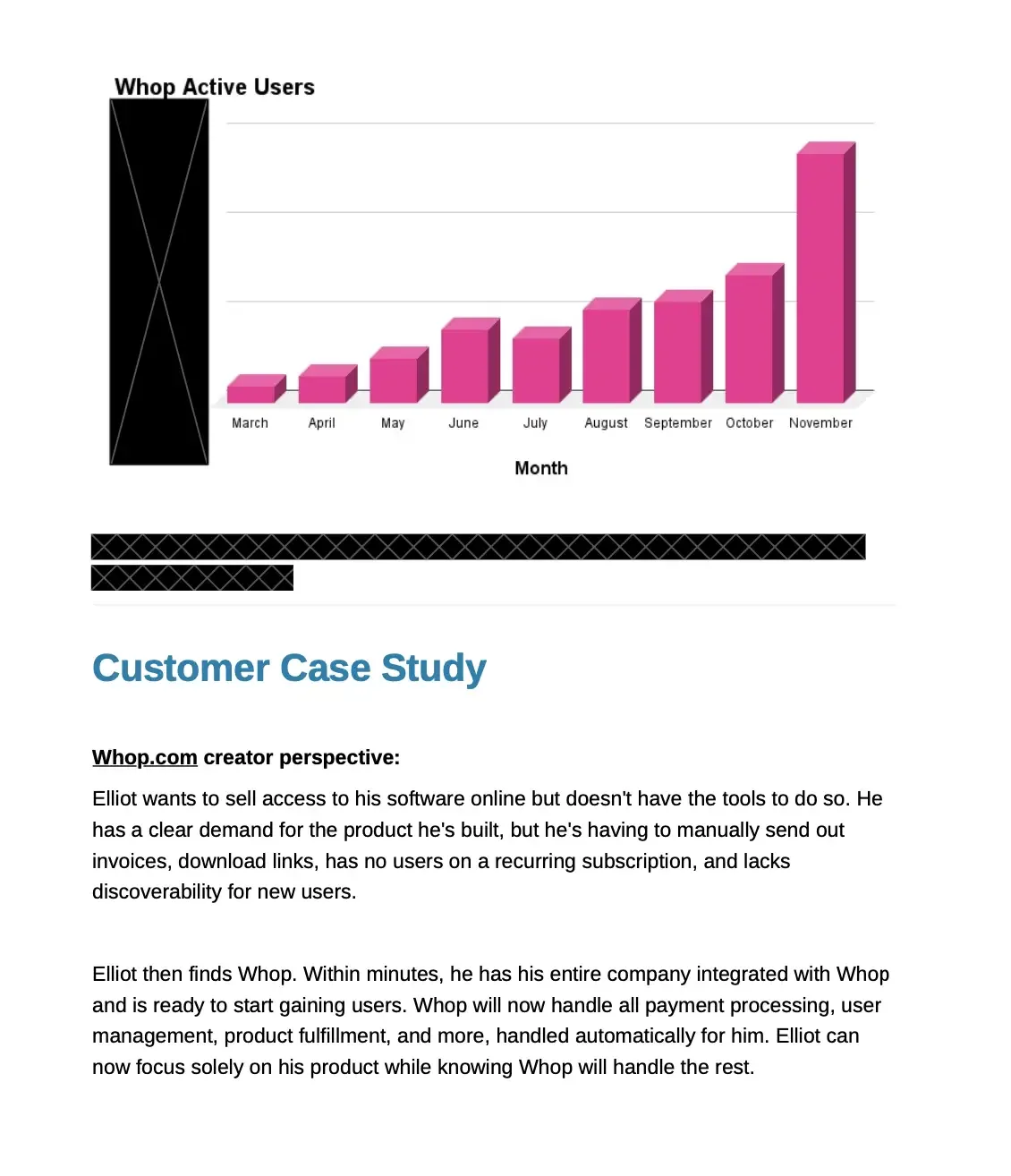 Customer case study: why a creator moved to Whop slide